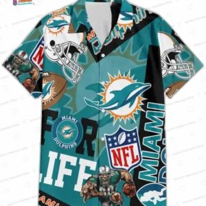 Miami Dolphins Tropical Vibes Hawaiian Shirt, Teal Football Aloha Button-Up for Game Day Vacation Gift