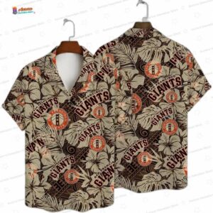 Vintage Monstera Palm San Francisco Giants Hawaiian Shirts