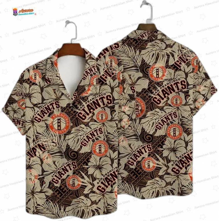 Vintage Monstera Palm San Francisco Giants Hawaiian Shirts