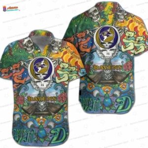 Baltimore Ravens Grateful Spirit Hawaiian Shirt, Island Jam Game Day Button-Up