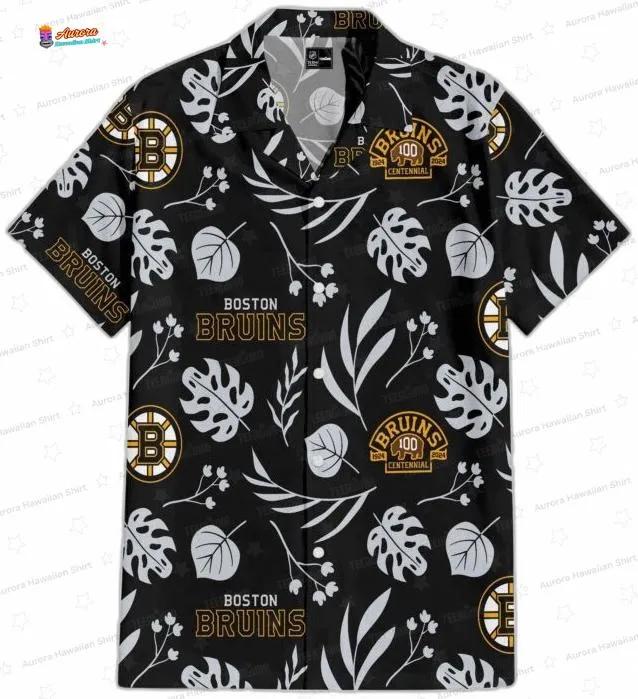 Icebound Elegance Boston Bruins Hawaiian Shirt – Black Tropical Button Down for Game Day, Hockey Fan Gift Icebound Elegance Boston Bruins Hawaiian Shirt – Black Tropical Button Down for Game Day, Hockey Fan Gift