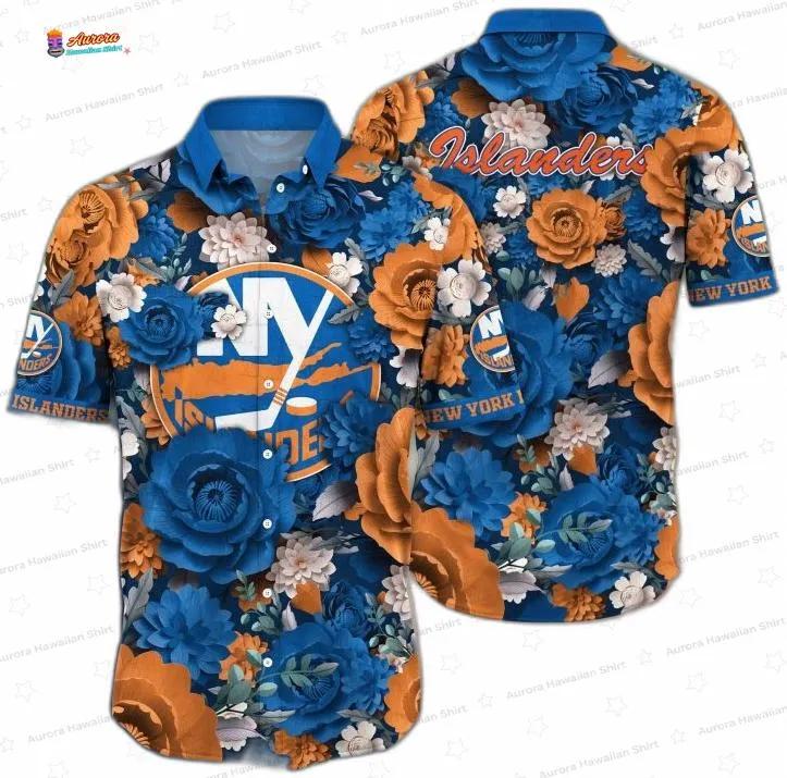 Blue Orange Floral New York Islanders Hawaiian Shirt – Team Design Blue Orange Floral New York Islanders Hawaiian Shirt – Team Design