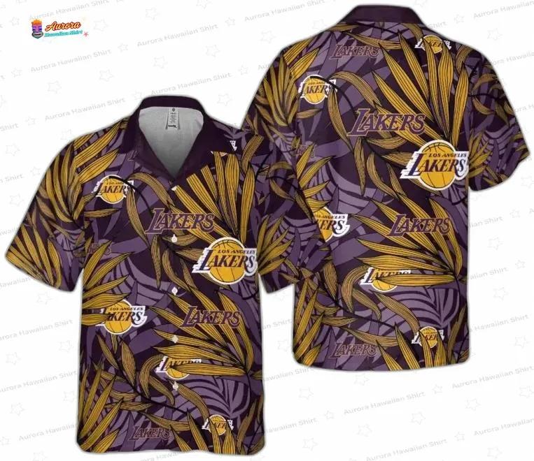 Purple Gold Botanical Los Angeles Lakers Hawaiian Shirt – Resort Fan Style Purple Gold Botanical Los Angeles Lakers Hawaiian Shirt – Resort Fan Style