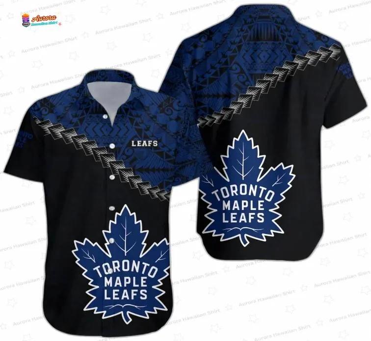 Blue Black Tribal Game Day Toronto Maple Leafs Hawaiian Shirts Blue Black Tribal Game Day Toronto Maple Leafs Hawaiian Shirts