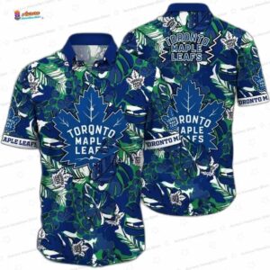 Blue Green Tropical Toronto Maple Leafs Hawaiian Shirt – Leaf Design