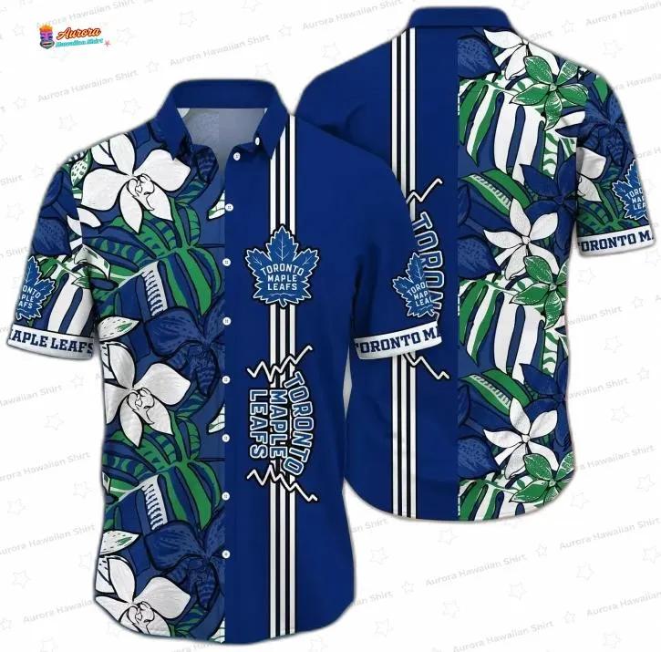 Navy Floral Stripe Toronto Maple Leafs Hawaiian Shirt – Tropical Hockey Style Navy Floral Stripe Toronto Maple Leafs Hawaiian Shirt – Tropical Hockey Style