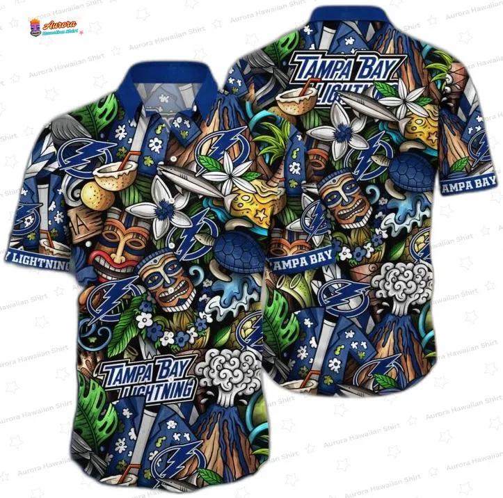 Blue Tiki Volcano Tampa Bay Lightning Hawaiian Shirt – Island Hockey Fan Style Blue Tiki Volcano Tampa Bay Lightning Hawaiian Shirt – Island Hockey Fan Style