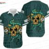 Skull Stripe Green Bay Packers Hawaiian Shirt, Bold Fan Game Day Button-Up
