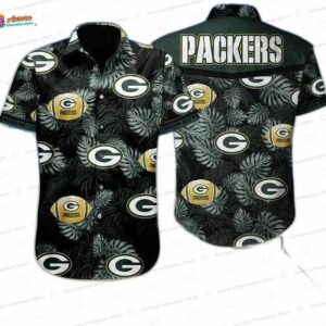 Dark Palm Green Bay Packers Hawaiian Shirt, Beachside Game Day Button-Up