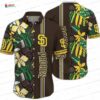 Black Gold Tropical Leaf San Diego Padres Hawaiian Shirts