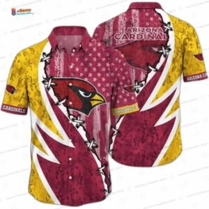 Patriotic Lace-Up Arizona Cardinals Hawaiian Shirt, Bold Fan Aloha Button-Up