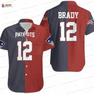 Tom Brady Two Tone New England Patriots Hawaiian Shirt for Fans