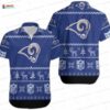 Blue Yellow Floral Los Angeles Rams Hawaiian Shirt, Tropical Fan Aloha Button-Up