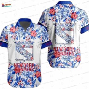 New York Rangers Floral Vibes Hawaiian Shirt for Hockey Fans