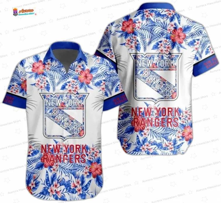 New York Rangers Floral Vibes Hawaiian Shirt for Hockey Fans New York Rangers Floral Vibes Hawaiian Shirt for Hockey Fans