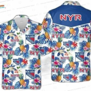 Pineapple Floral New York Rangers Hawaiian Shirt – Tropical Design