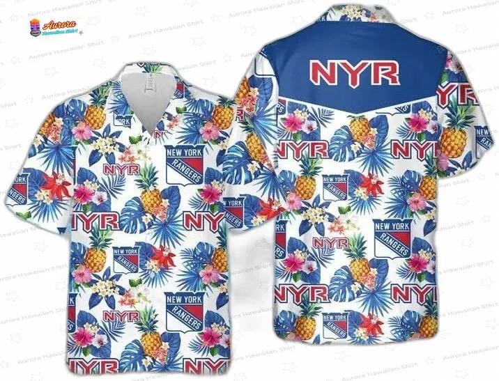 Pineapple Floral New York Rangers Hawaiian Shirt – Tropical Design Pineapple Floral New York Rangers Hawaiian Shirt – Tropical Design