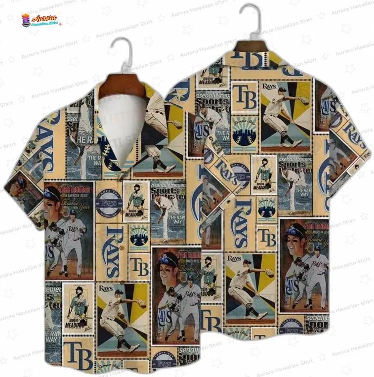 Vintage Baseball Collage Tampa Bay Rays Hawaiian Shirt, Retro Fan Style