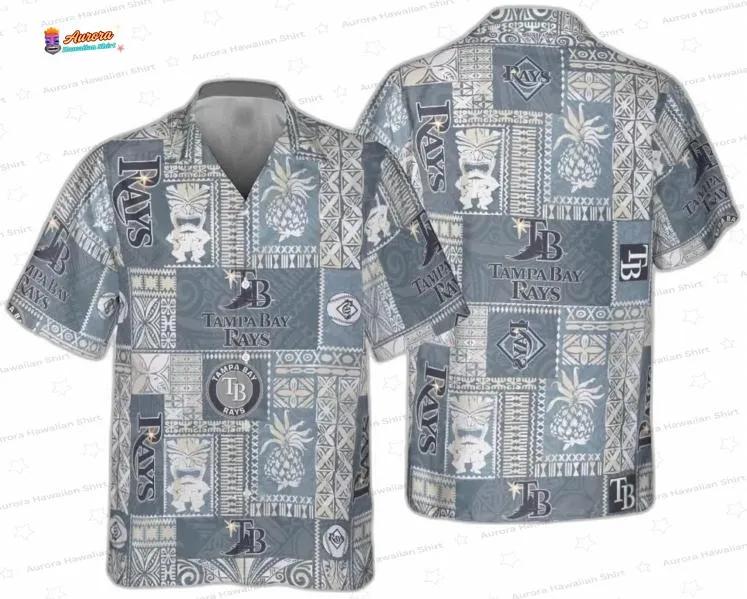 Vintage Pineapple Patchwork Tampa Bay Rays Hawaiian Shirt, Beach Fan Aloha Button-Up