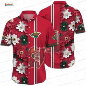Red Floral Minnesota Wild Hawaiian Shirt – Stripe Team Design