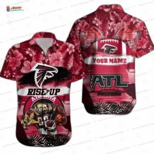 Custom Rise Up Atlanta Falcons Hawaiian Shirt, Red Palm Game Day