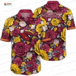 Rose Garden Arizona Cardinals Hawaiian Shirt, Floral Leaf Game Day