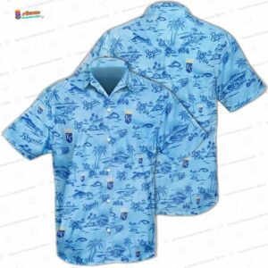 Tropical Sky Kansas City Royals Hawaiian Shirt, Light Blue All-Over Aloha Button-Up