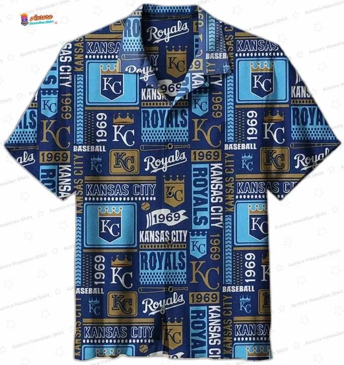 Vintage 1969 Kansas City Royals Hawaiian Shirt, Retro Resort Aloha Button-Up Vintage 1969 Kansas City Royals Hawaiian Shirt, Retro Resort Aloha Button-Up