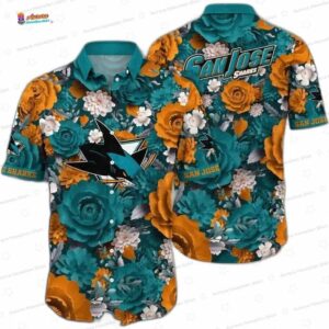 San Jose Sharks Floral Fantasy Hawaiian Shirt for Beach Fans