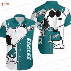 Teal Snoopy Chill Philadelphia Eagles Hawaiian Shirt, Fan Aloha Button-Up