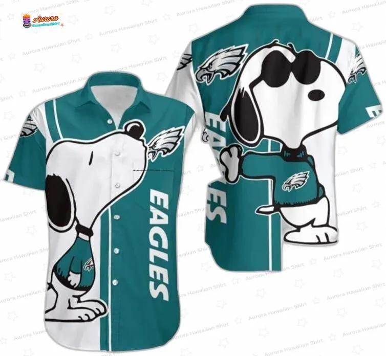 Teal Snoopy Chill Philadelphia Eagles Hawaiian Shirt, Fan Aloha Button-Up Teal Snoopy Chill Philadelphia Eagles Hawaiian Shirt, Fan Aloha Button-Up