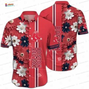 Vibrant Bloom Boston Red Sox Hawaiian Shirt, Red Coastal Breeze Style