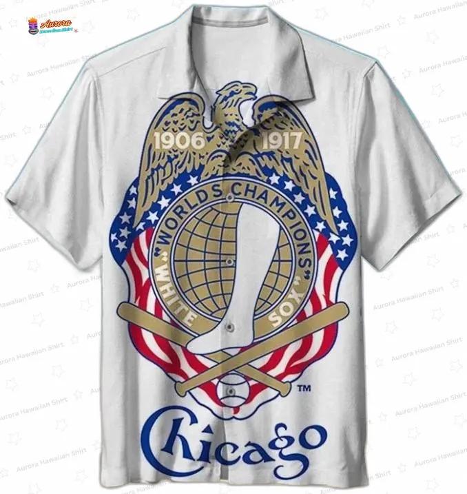 World Champions Chicago White Sox Hawaiian Shirt, Vintage White Beach Style World Champions Chicago White Sox Hawaiian Shirt, Vintage White Beach Style
