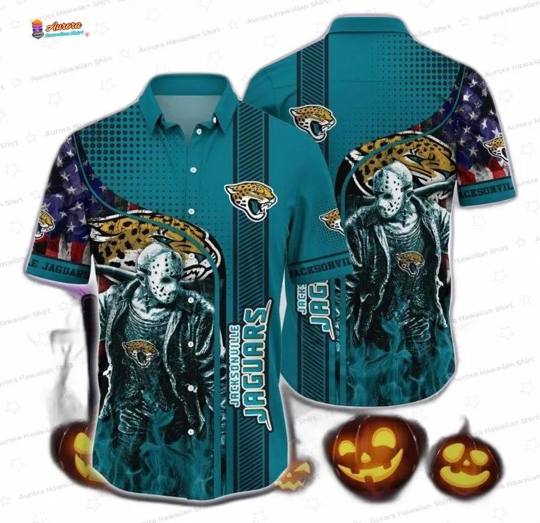 Hockey Mask Jacksonville Jaguars Halloween Hawaiian Shirt Hockey Mask Jacksonville Jaguars Halloween Hawaiian Shirt