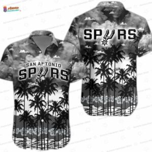 Monochrome Palm Sunset San Antonio Spurs Hawaiian Shirts