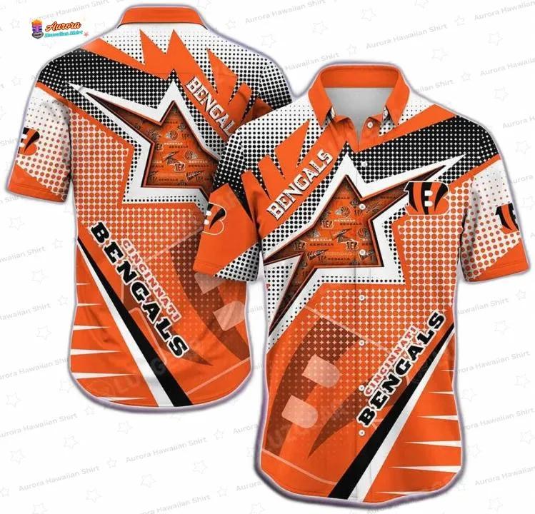Starburst Performance Cincinnati Bengals Hawaiian Shirt, Orange Black NFL Aloha Button-Up for Football Fan Gift Starburst Performance Cincinnati Bengals Hawaiian Shirt, Orange Black NFL Aloha Button-Up for Football Fan Gift