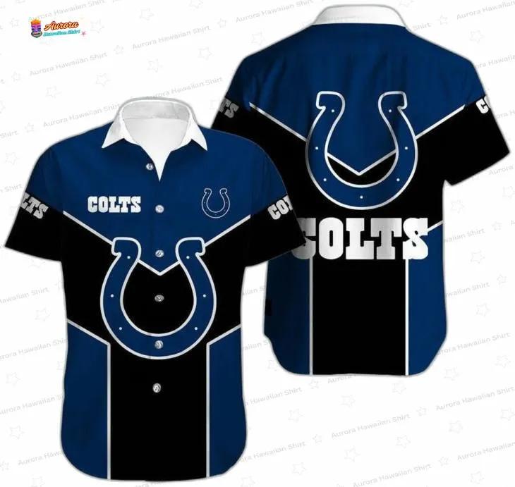 Oversized Horseshoe Indianapolis Colts Aloha Hawaiian Shirt Oversized Horseshoe Indianapolis Colts Aloha Hawaiian Shirt