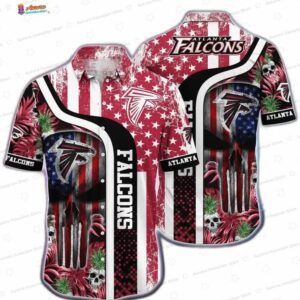 Stars and Skulls Atlanta Falcons Hawaiian Shirt, Coastal Fan Aloha Button-Up