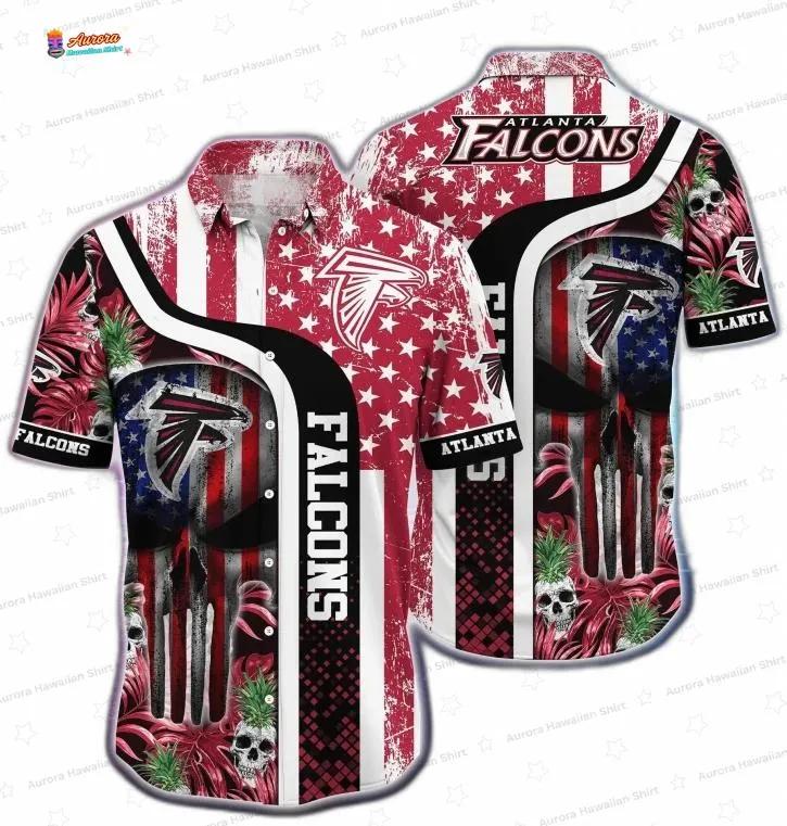 Stars and Skulls Atlanta Falcons Hawaiian Shirt, Coastal Fan Aloha Button-Up Stars and Skulls Atlanta Falcons Hawaiian Shirt, Coastal Fan Aloha Button-Up