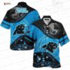 Skull Storm Carolina Panthers Hawaiian Shirt, Blue Gothic Fan Aloha Style