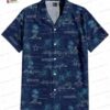 Auburn Tigers Palm Navy Hawaiian Shirt, Orange Grove Game Day Button-Up