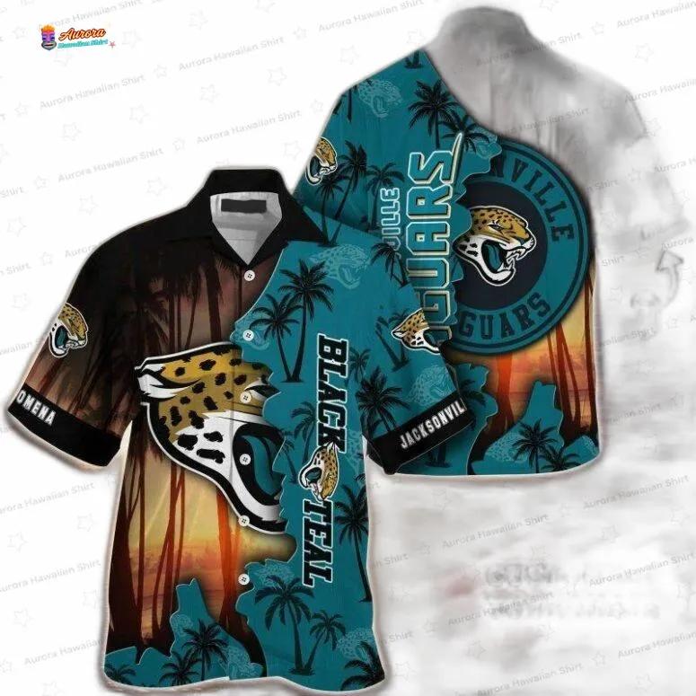 Sunset Palm Tree Jacksonville Jaguars Hawaiian Shirt Tropical Game Day Vibes Sunset Palm Tree Jacksonville Jaguars Hawaiian Shirt Tropical Game Day Vibes