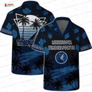 Midnight Palm Sunset Minnesota Timberwolves Hawaiian Shirts