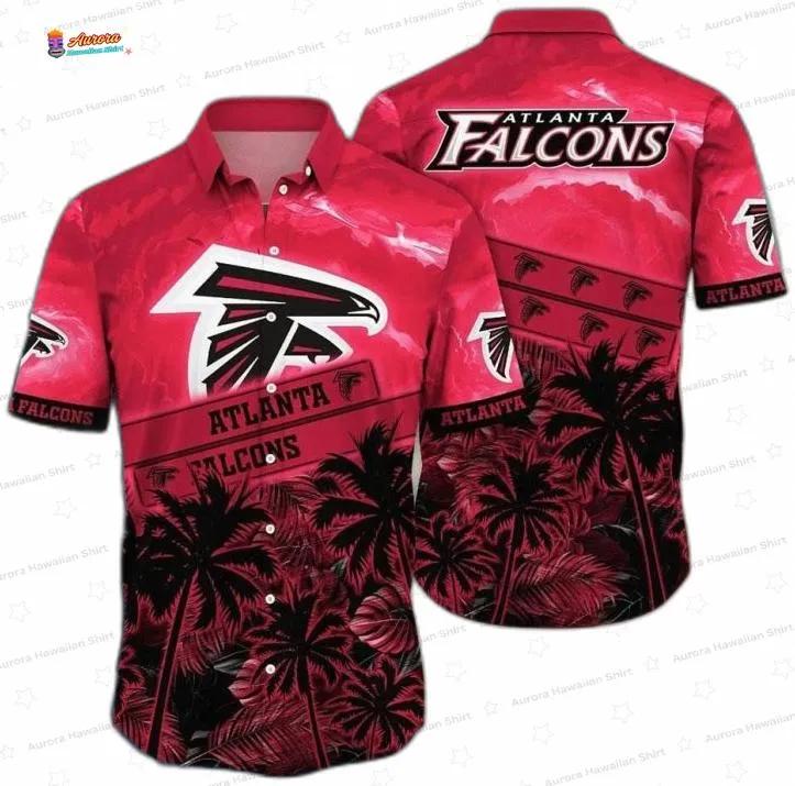 Sunset Palms Atlanta Falcons Hawaiian Shirt, Red Beach Game Day Sunset Palms Atlanta Falcons Hawaiian Shirt, Red Beach Game Day