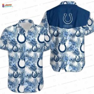 Blue Floral Horseshoe Indianapolis Colts Hawaiian Shirt Tropical Aloha Vibes