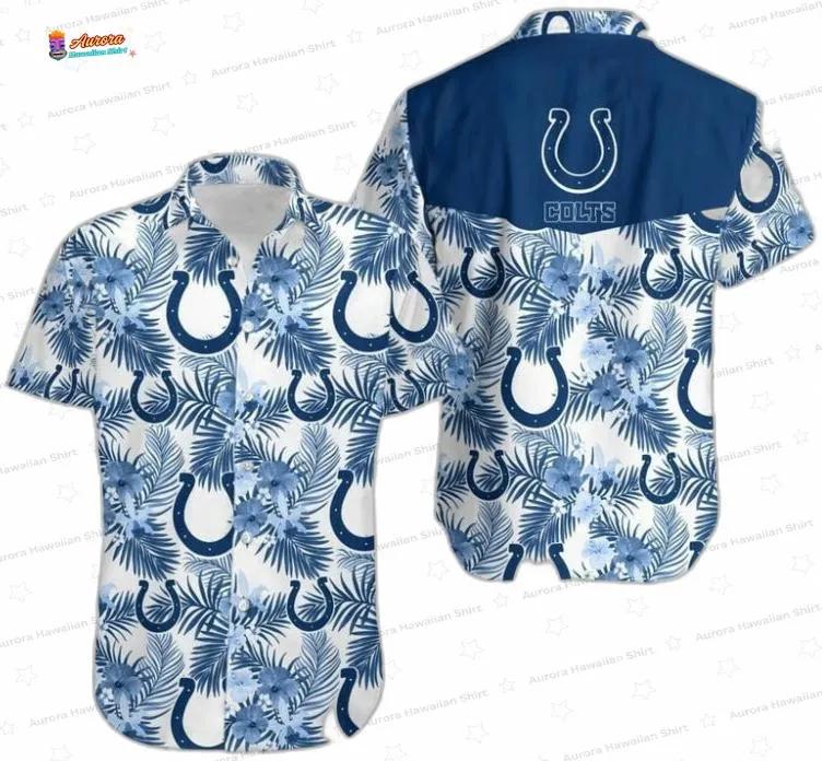 Blue Floral Horseshoe Indianapolis Colts Hawaiian Shirt Tropical Aloha Vibes Blue Floral Horseshoe Indianapolis Colts Hawaiian Shirt Tropical Aloha Vibes
