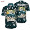 Thunder Strike Philadelphia Eagles Hawaiian Shirt, Black Teal Game Day