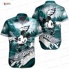 Midnight Tropical Blooms Philadelphia Eagles Hawaiian Shirt, Beach Fan Aloha Button-Up