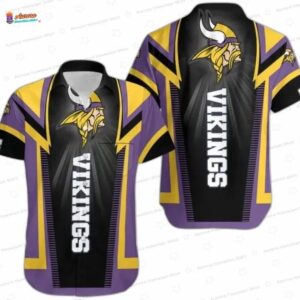 Purple Lightning Strike Minnesota Vikings Hawaiian Shirt, Bold Fan Aloha Button-Up