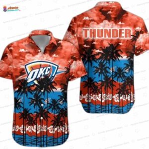Red Blue Sunset Palm Oklahoma City Thunder Hawaiian Shirts